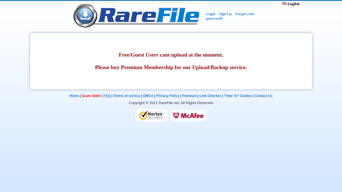 RareFile.net website screenshot